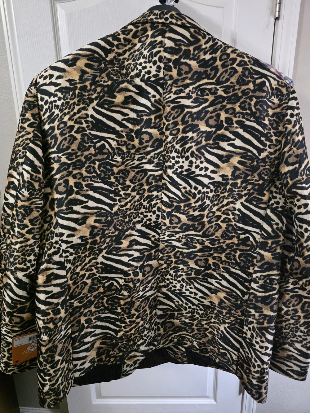 Tallia Men Leopard Animal Print Blazer 48R in Black and Tan
